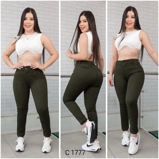 Dark Green Butt-Lifting Skinny Jeans | 100% Authentic Colombian Denim